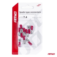 Spade type connectors 7.4mm 0.5-1.5mm2 10A, 10 pcs