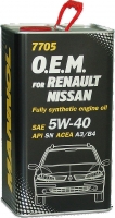 Синтетическое масло Mannol O.E.M. NISSAN, RENAULT SAE 5W-40, 1L 