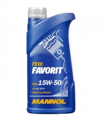 Pussintētiskā motoreļļa - Mannol Favorit 15W-50 API SL/CF-4, 1L.  ― AUTOERA.LV