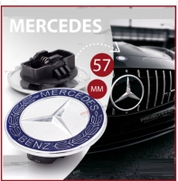 Передняя эмбелма на капот для Mercedes-Benz, 57мм (синяя)