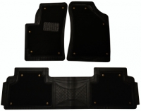 Black rubber floor mats with textile inserts set, MINVAN/JEEP universal