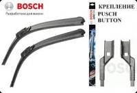 Front Wiperblade set by BOSCH for PEUGEOT, 65cm+65cm