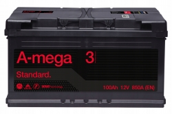Car battery A-Mega Standart 100Ah, 850A, 12V ― AUTOERA.LV