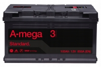 Авто аккумулятор A-Mega Standart 100Ah, 850A, 12В