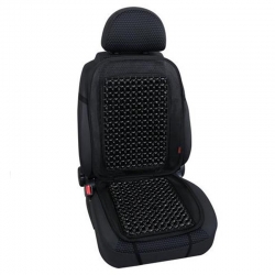 Seat cover with wood inserts, black ― AUTOERA.LV