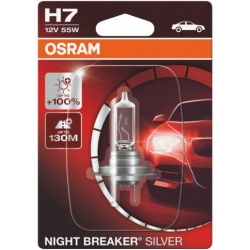 Pamatluktura spuldze - H7 Osram Night breaker SILVER (+100%), 55W, 12V ― AUTOERA.LV