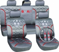 Poliester car seat cover set with zippers - Football, grey