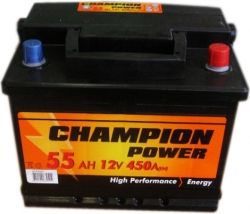 Car battery - CHAMPION POWER 55Ah, 450A, 12V ― AUTOERA.LV