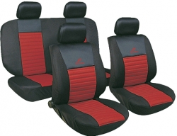Car seat cover set with zippers "Tango", black/red ― AUTOERA.LV