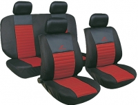 Car seat cover set with zippers "Tango", black/red