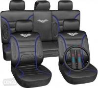 Poliester car seat cover set with zippers - Milex TURBO GT, black/blue