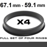 Центрирующее кольцо для алюминиевых дисков  67.1mm ->59.1mm