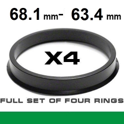 Центрирующее кольцо для алюминиевых дисков  68.1мм ->63.4мм ― AUTOERA.LV