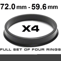 Центрирующее кольцо для алюминиевых дисков  72.0mm ->59.6m