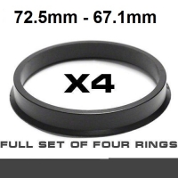 Centrējošs gredzens alumīnija diskiem 72.5mm->67.1mm