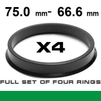 Spigot ring for alloy wheels 75.0mm ->66.6mm