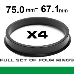 Центрирующее кольцо для алюминиевых дисков 75.0мм ->67.1мм ― AUTOERA.LV