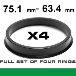 Центрирующее кольцо для алюминиевых дисков 75.1мм ->63.4мм ― AUTOERA.LV