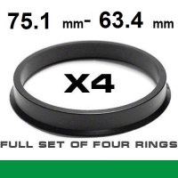Центрирующее кольцо для алюминиевых дисков 75.1мм ->63.4мм