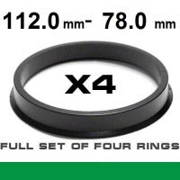 Wheel hub centring ring  112.0mm ->78.0mm