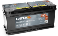 Авто аккумулятор (кислотный)  - DETA  SENATOR 100Ah 900A, 12В 