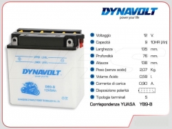 Moto akumulātors Dynavolt 9A, 12V  (+/-) ― AUTOERA.LV