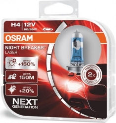 Headlamp bulb set - OSRAM NIGHT BRAKER LASER  H4 60/55W (+150%), 12V ― AUTOERA.LV