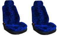 Front universal seat covers, fur, dark blue tiger (2pcs)