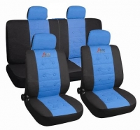 Universal car seat cover set, black/blue