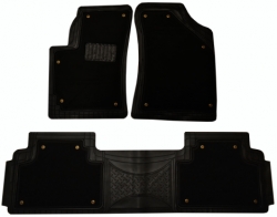 Black rubber floor mats with textile inserts set, MINVAN/JEEP universal ― AUTOERA.LV