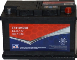 Авто аккумулятор - AD 74Ah 680A, 12В ― AUTOERA.LV