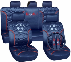 Poliēstera sēdekļu pārvalku k-ts ar rāvējsledzējiem - Football, zils/sudrabots ― AUTOERA.LV