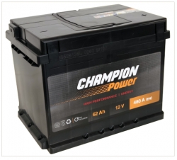 Car battery - CHAMPION POWER 62Ah, 480A, 12V ― AUTOERA.LV