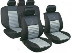 Poliester car seat cover set with zippers "Tango", black/silver ― AUTOERA.LV