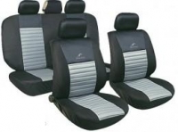 Poliester car seat cover set with zippers "Tango", black/silver