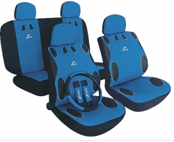 Poliester car seat cover set with zippers "Mambo", black/blue ― AUTOERA.LV
