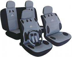 Poliester car seat cover set with zippers "Mambo", black/grey ― AUTOERA.LV
