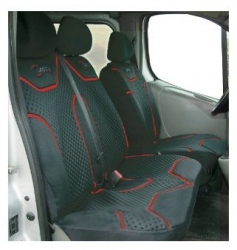 Seat covers BUS (1+2pcs.), melns/red ― AUTOERA.LV