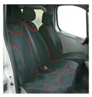 Seat covers BUS (1+2pcs.), melns/red