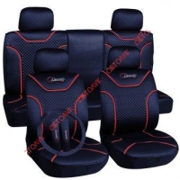 Poliester car seat cover set with zippers "Classic", zils/red 