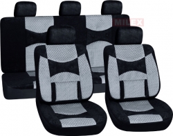 Poliester car seat cover set with zippers "Monica", grey/black ― AUTOERA.LV