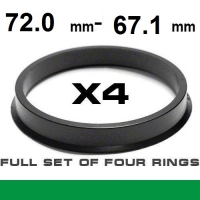 Центрирующее кольцо для алюминиевых дисков  72.0mm ->67.0мм