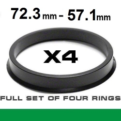 Центрирующее кольцо для алюминиевых дисков 72.3мм->⌀57.1мм ― AUTOERA.LV