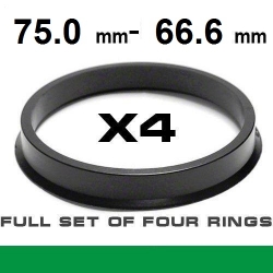 Spigot ring for alloy wheels 75.0mm ->66.6mm ― AUTOERA.LV