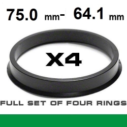 Spigot ring for alloy wheels d-75.0mm ->d-64.1mm ― AUTOERA.LV