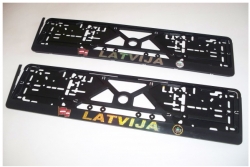 Relief plate number holder  - Latvija/flags ― AUTOERA.LV