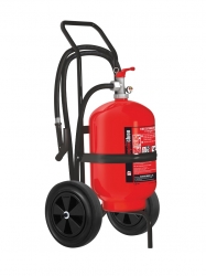 Movable powder fire extinguisher ABC + manometer,  25kg. ― AUTOERA.LV