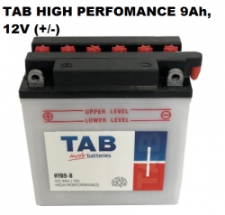 Moto akumulātors (sauss, nāk ar elektrolītu) - TAB HIGH PERFOMANCE 9Ah, 12V (+/-)   ― AUTOERA.LV