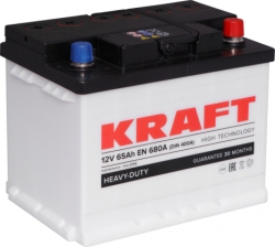 Авто аккумулятор - KRAFT HEAVY DUTY 65Ah, 680A, 12В ― AUTOERA.LV