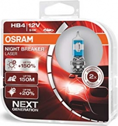 2pcs X  HB4=HIR2 OSRAM NIGHT BRAKER LASER +150%, 51W (9006), 12V ― AUTOERA.LV